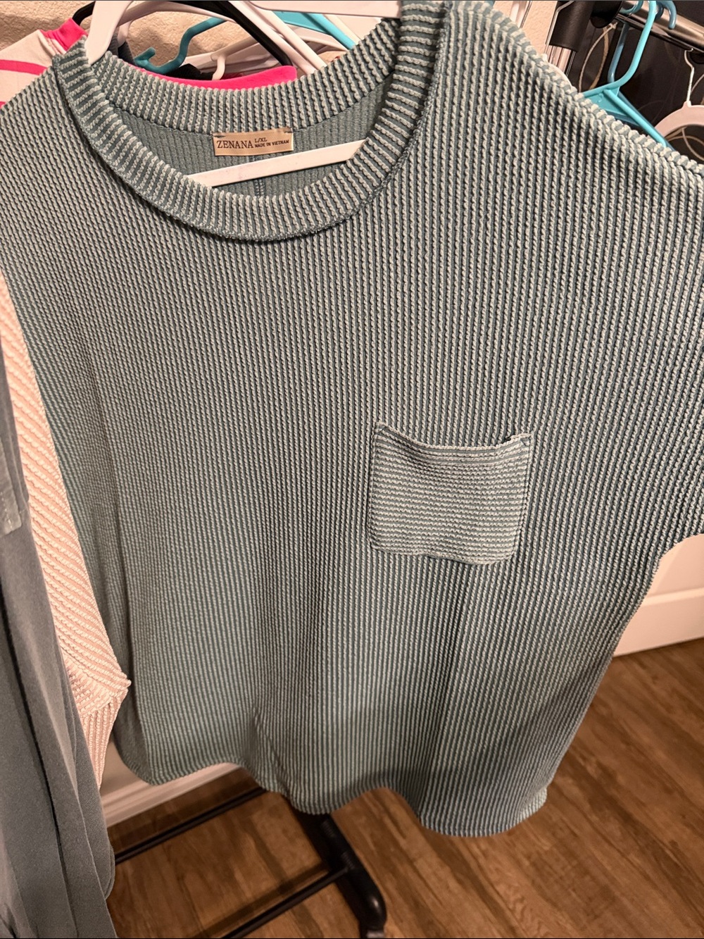 Zenana Outfitters Jade Green Ribbed Knit Top